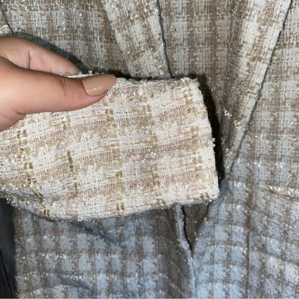 NWT BB Dakota Steve Madden Ivory Tweed Open Front Blazer XS - Picture 6 of 6